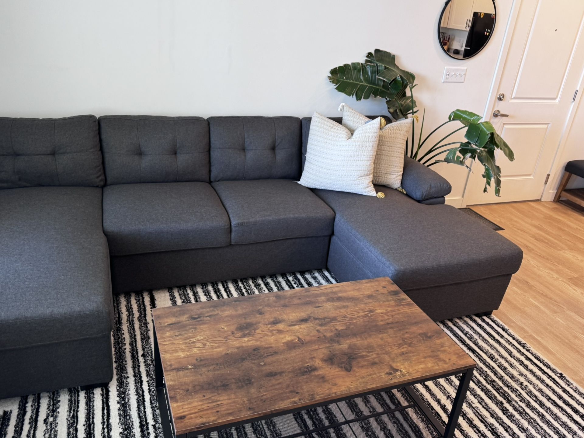 120" Sectional Sofa Couch Sleeper Bed With Storage Double Reversible Chaise