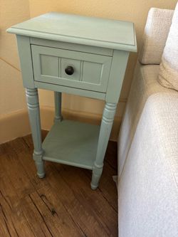 Pastel Blue Wooden Side Table