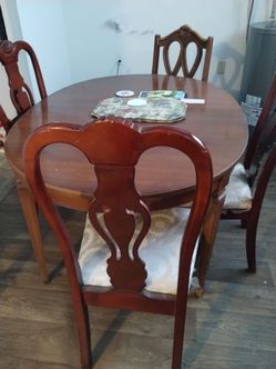 Table, chairs, stool