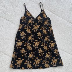 Black and Gold Floral Print Cami Dress