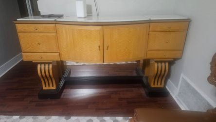 Art Deco Sideboard Buffet with Marble Top