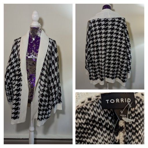 Torrid NWT 3x Houndstooth Cardigan 