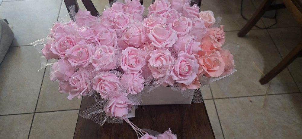 Feel Real Foam Flower Bouguet. Pink