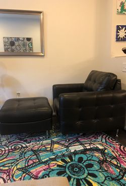Leather chair and ottoman