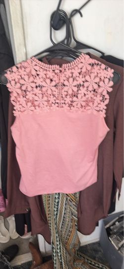 Pink Lace Yoke Top