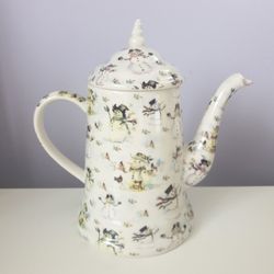 Snowman Christmas Winter Coffee Pot Tea Pot Grace Ceramic Vintage Print