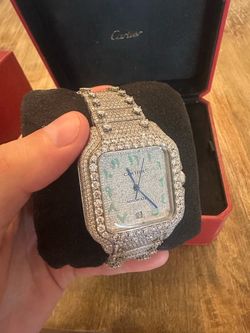Cartier Santos  Moissanite Iced Out Watch