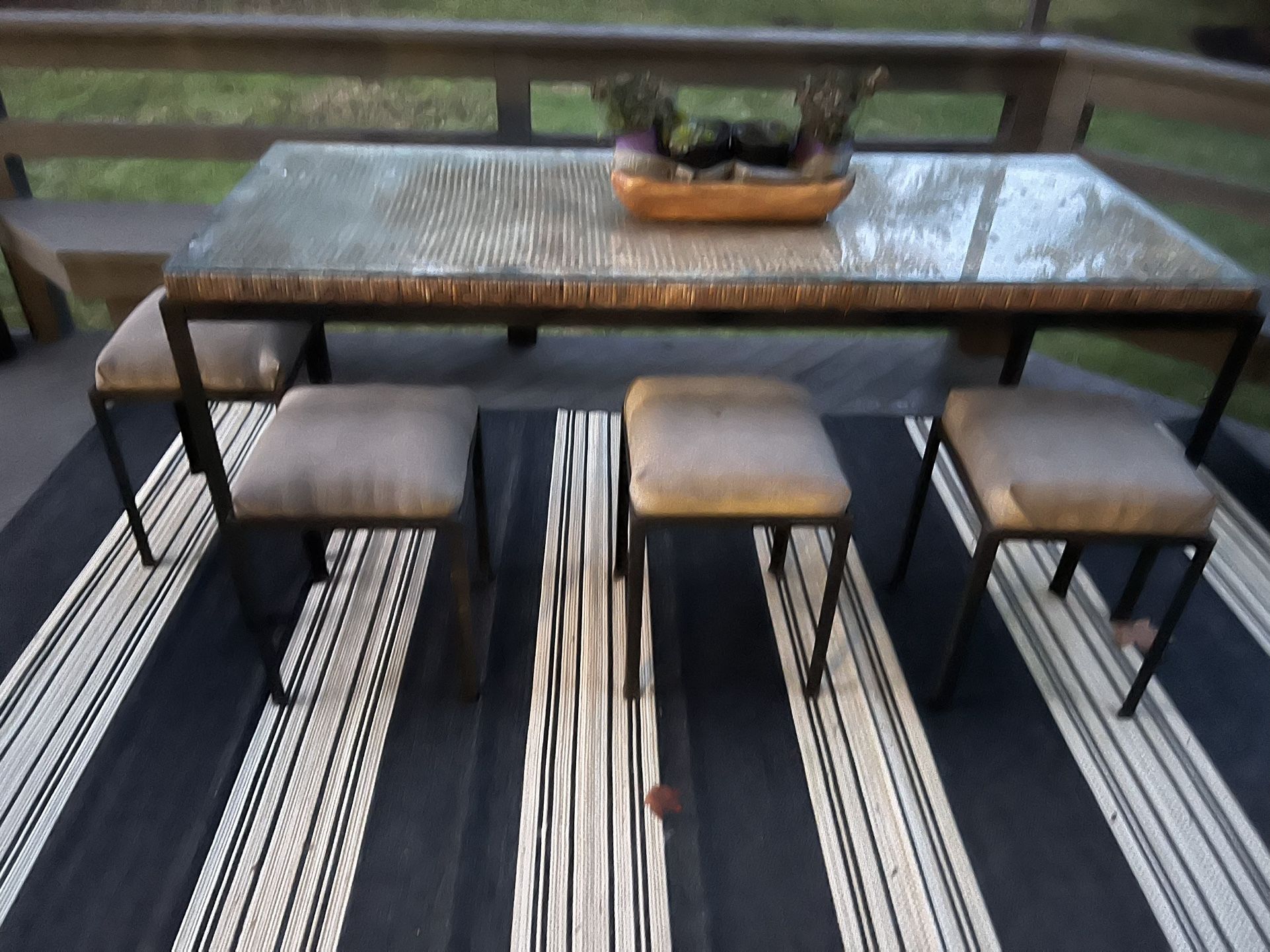 Outdoor Table, Iron Glass And Return Return