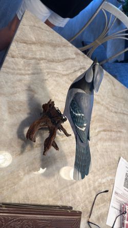 Vintage hand carved Bluejay
