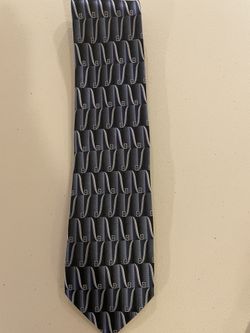 Joseph & Feiss International Men's 100% Silk Tie Black Gray Blue Geometric Wave 90s