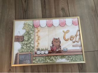 Cat Picture + Gold Frame