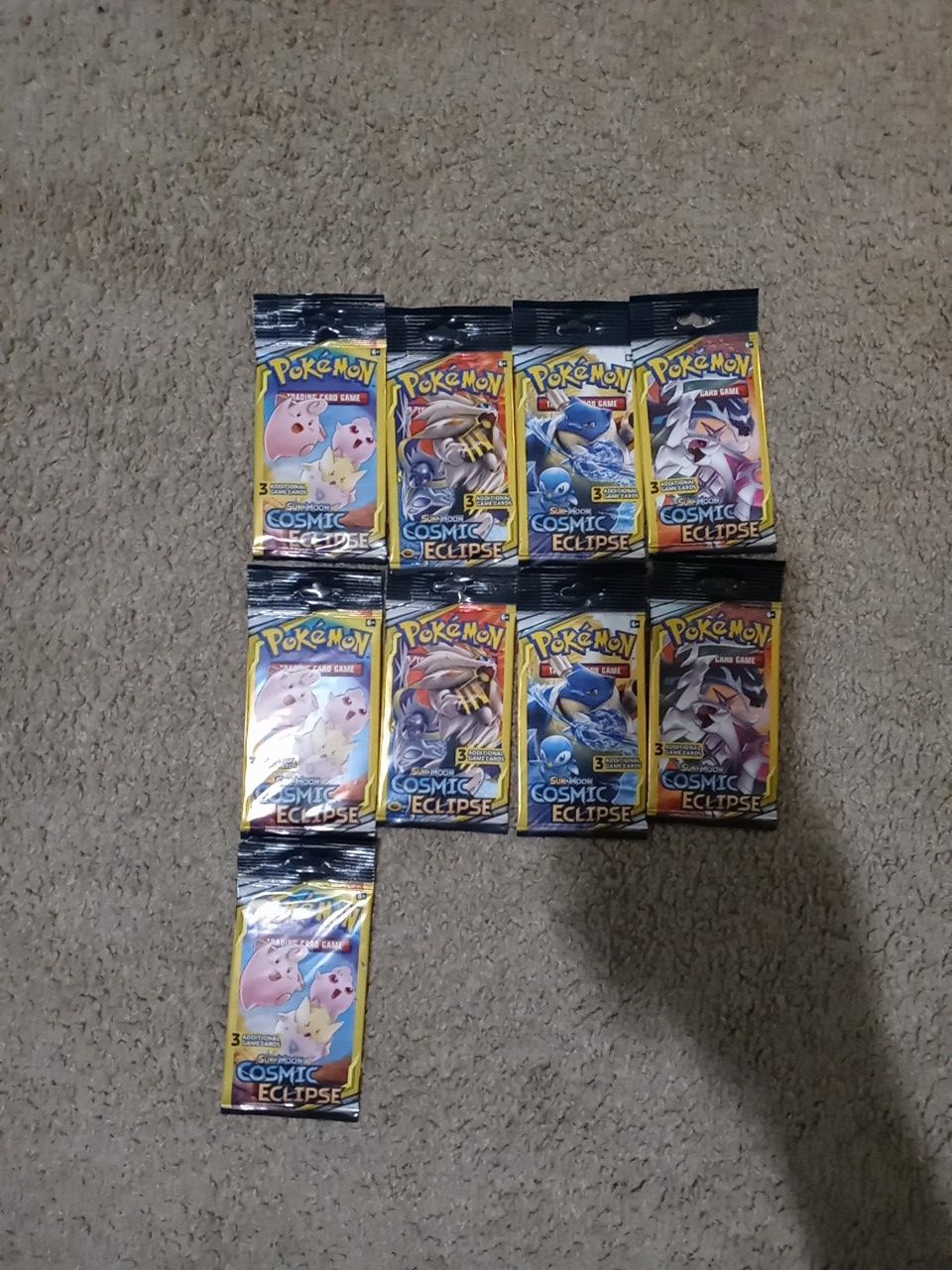 9 packs of unopened pokemon cards lot
