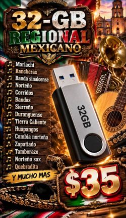 32GB Regional Mexicano Music USB Flash Drive