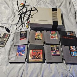 NES Nintendo System, 1 controller, 8 games, no power cord