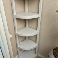 White Five-tier Corner Shelf Unit Stackable 60in Tall x 15in x 15in