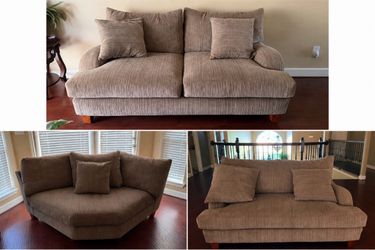 Tan Corduroy Loveseat and Accent Chair Set/ sectional