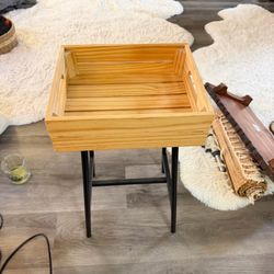 Wooden Crate-Style Side Table / Storage Stand