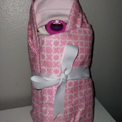 Swaddled Diaper Baby Diaper Cake Baby Shower Gift (Girl) Handmade