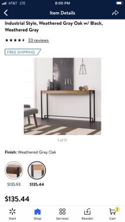 Industrial style weathered gray oak w/black weathered gray