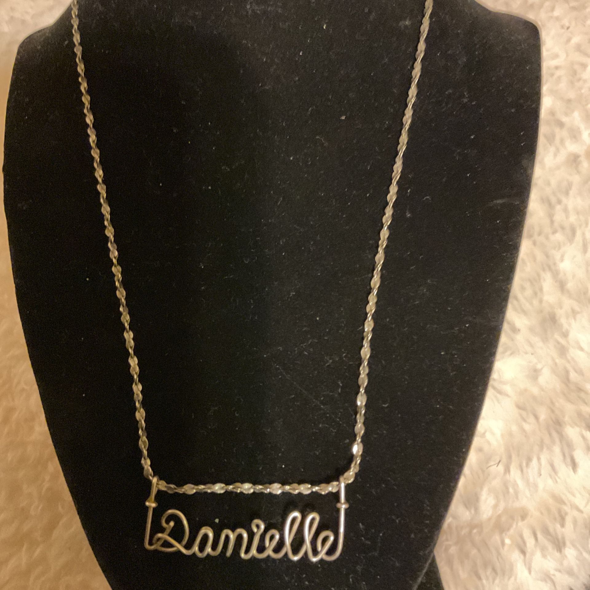 Silver Tone Necklace With Name Plate Pendant (Danielle)