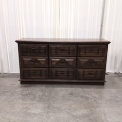 American Drew Dark Wood Nine-Drawer Dresser