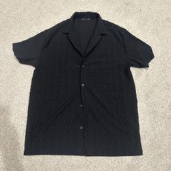 Men’s Black Textured Button Up ♠️