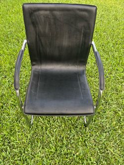 Modern Chrome & Black Leather Office Chair