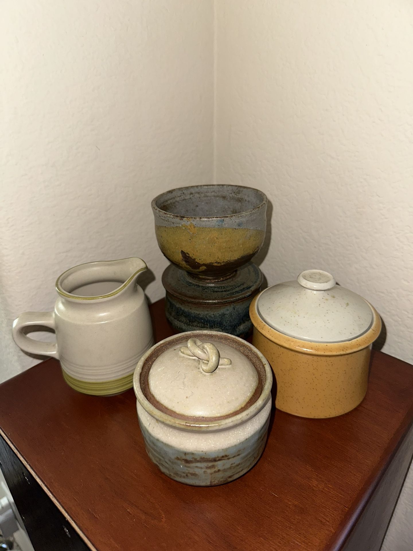 Japanese Stoneware Jars, Planters, Bowls 8 PCS