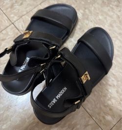 Steve Madden Black Sandals with Gold Hardware for girls 1