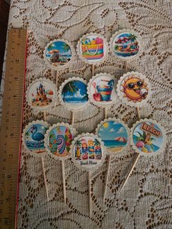 Beach handmade cupcake toppers