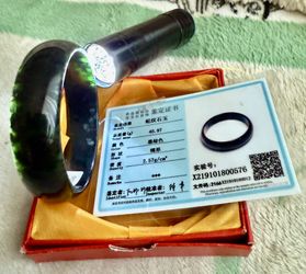 Certified Natural Agate Chalcedony Dark Green Jade Bracelet Bangles  size 56mm