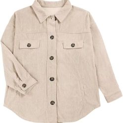 Womens Corduroy Shacket Blouse Button Down Shirt Pocket Long Sleeves Top Jacket Coat  XL extra Large