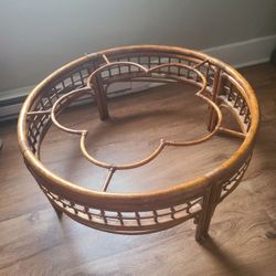 MCM Rattan & Glass Top Table
