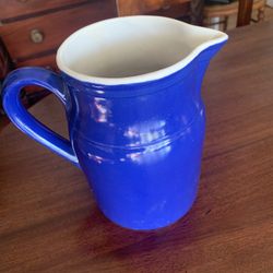 Vintage Blue Stoneware Pitcher