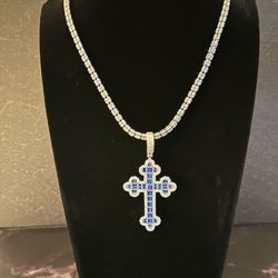 Moon Ice Necklace Sterling Silver With Cross Pendant