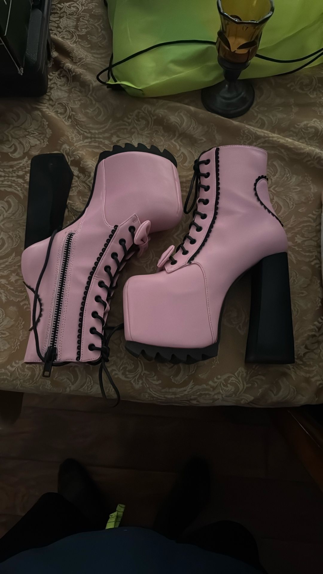 Pink Heel Platform Boots 
