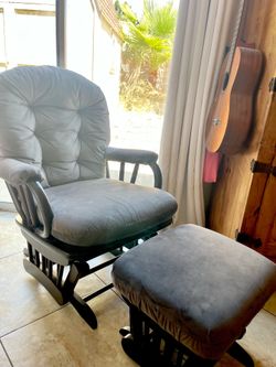 Nursery Upholstered Rocking Chair Glider with Ottoman Set for Breastfeeding, Maternity
