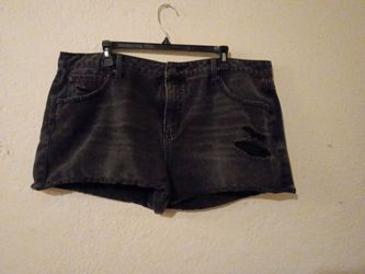 Black ripped jean shorts