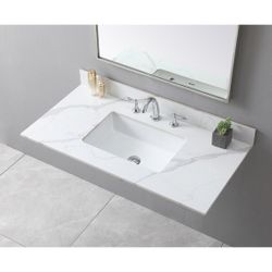Montary 43x22inch bathroom vantiy top sintered stone carrara gold with 3 faucet hole for bathroom cabinet brand new in box $ 130 