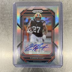 2022 Panini Prizm Kareem Hunt Silver Prizm Auto SSP Cleveland Browns #68