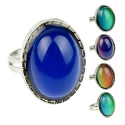 Mood Ring Vintage Retro Color Change Mood Ring Oval Temperature Changing Rings Adjustable For Women
