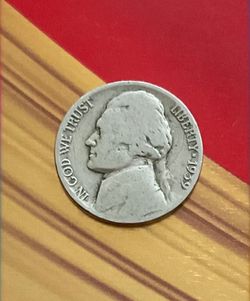 Vintage 1939 Jefferson Nickel, 5 cents coin.