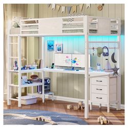 Twin Size Loft Bed With Desk