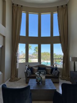 Large Custom Drapes Golden Yellow On One Side And Maroun Color On The Other Side 