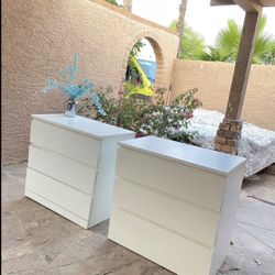 2 IKEA White Dressers Set 