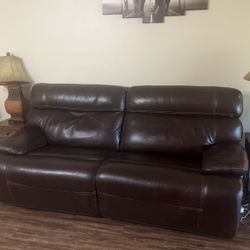 Beautiful Reclining Leather Couch, Perfect Condition 
