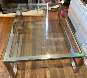 Large Chrome And Glass Coffee Table (Size in Description )- Pick Up Only Highland Park 90042