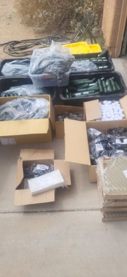 Lot of glass vials, jars, plastic bottles with lids