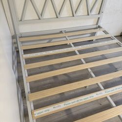 Queen Metal White Bed Frame-Like New