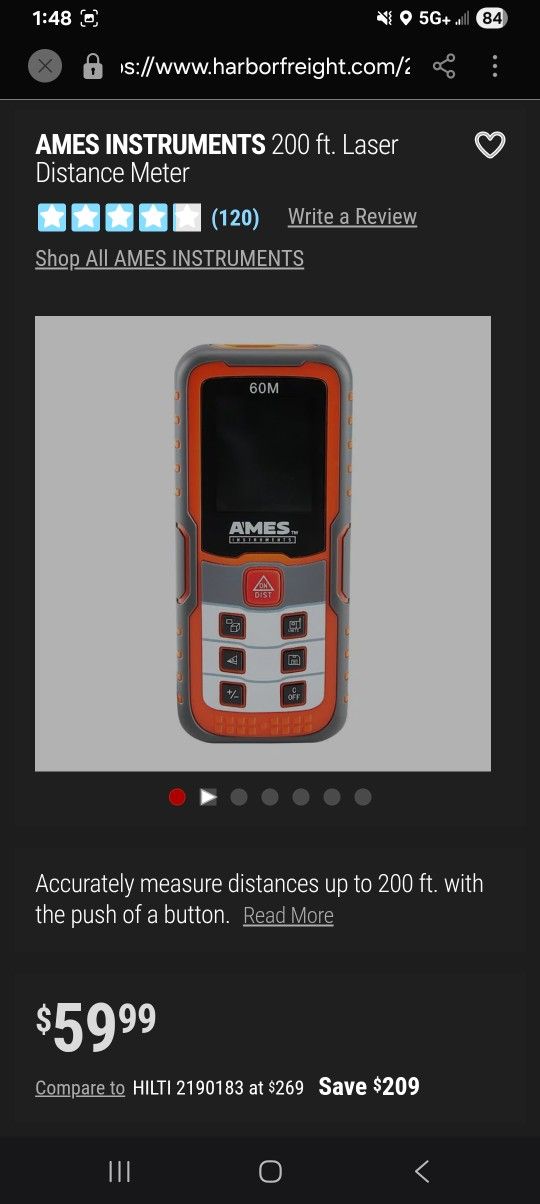 AMES Lazer Distance Meter 200ft